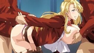 Clip de anime de tetas grandes y córneas con escenas grupales, anales y de bukkake sin censura