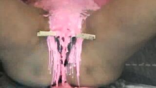 Pink wax on the pussy