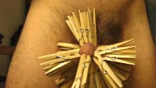 Clothespins on the cock