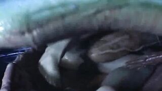 Lustful asian bitch sucking tentacle