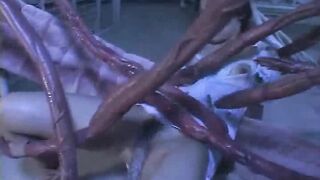 Sexy asian nurse gets her hairy pussy screwed by tentacles