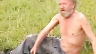 Sexy bitch pussy is pounded by homeless hairy man