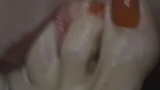 Lesbian feet sucking close up