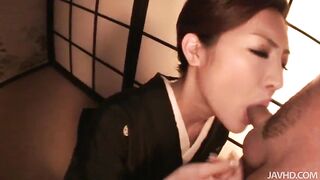 Gorgeous Japanese model Miriya takes on 2 horny business men