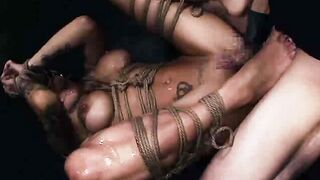 Sesso violento con penetrazione profonda in bondage con corda con Alby Rydes