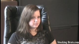 Watching Holly take off her fishnet stockings