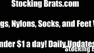 Three horny girls sucking toes in stockings