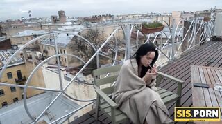 SIS.PORN. Whore with cigarette rocks out with virgin stepbro