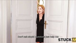 STUCK4K. Le cadeau d'anniversaire de mon mari était sa femme plantureuse