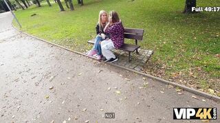 VIP4K. Naughty blonde lesbian didn’t see a problem to fuck on a job interview in front of her girlfriend