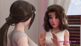 Trans 3D con doppio cazzo martella una bellissima ragazza trap fino all'esplosione di creampie