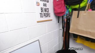 Racket stealing athlete cutie gets big cocked by the security officer