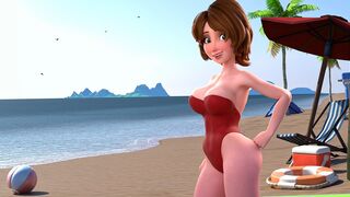 ◈ Las vacaciones soleadas de la tía Cass en la playa se convierten en un festín de MILFs (HENTAI 4K)