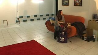 Sexy amateur does striptease at the casting