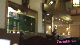 Zuzinka - pussy and tits in restaurant