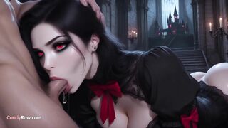 Beauté gothique aux formes généreuses dans une scène de sexe hardcore intense dans un château