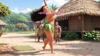 La hermosa Moana de grandes nalgas fue follada en grupo por aldeanos tribales.