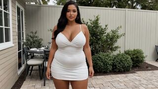 Una solitaria esposa BBW con IA entrega sus curvas a la lujuria del vecino en una apasionada infidelidad sexual.
