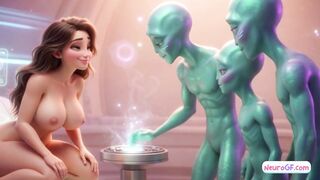 Una chica sexy es follada por tres alienígenas a la vez.