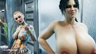 Futanari aliena blu domina gli uomini in palestra - Intensa azione 3D