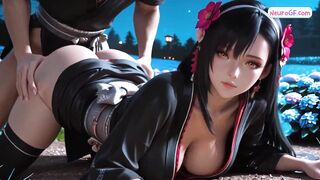 Tifa Lockhart muestra unos pechos enormes siendo penetrados con pasión.