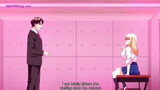 Anime college babe gets panties pulled by strict teacher