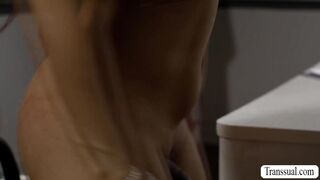 Sexy Trans Teacher Teases and Fucks Student in Classroom