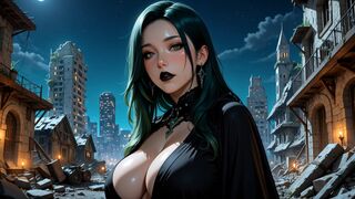 Una seductora belleza gótica es follada en una ciudad postapocalíptica.