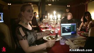 Jantar formal com orgia de bondage com cordas