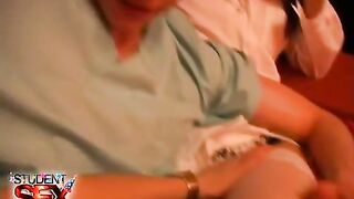 Nurses in lace stockings get fucked in or