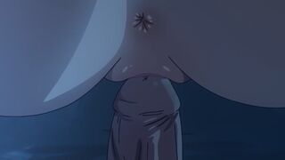 Une jeune fille aux cheveux bleus se fait prendre profondément par une grosse bite dans une scène hentai brutale