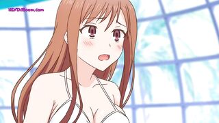 Hentai am Pool: Bikini-Mädchen, Mann ohne Hemd & nasse Begegnungen