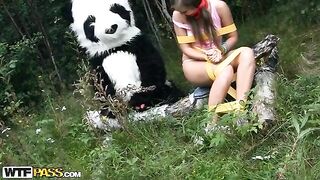 Naughty girl was tied and fucked by Panda