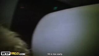 Sexy redhead fucked in a car