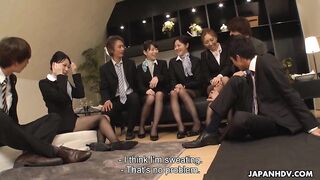 Flight attendant groupsex party with Luke Ichinose, Mayu Nonohara, Yui Ayase and Haruka Aoki