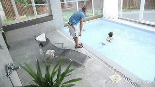 Half-naked dude puts a cutie into a doggy position