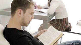 Raisa studies hard while her teacher looks on before he finally fucks her.