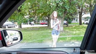 Cutie asks dude for a ride in exchange for a couple of orgasms