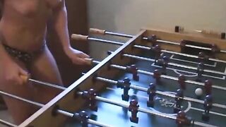 Lovers play table football