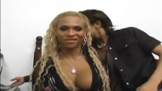 Blonde shemale having sex with her boy