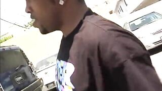 Blonde girl enjoys cunnilingus by black guy