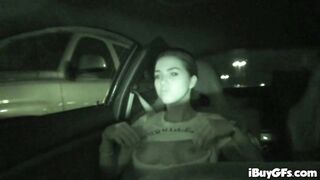 Courney James flashing tits on in car