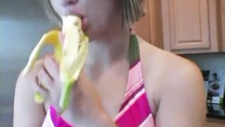 Sweet Babe Licking Banana photoshoot