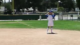 Little April Plays With Herself After A Game Of Baseball