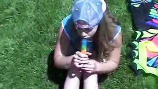 Sweet Little April lollipop Pussy Outdoor