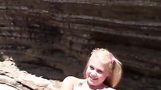 Little Summer Showing Natural tits and Pussy at the Beach