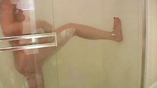 Hot Blonde Sluts have showers with natural tits