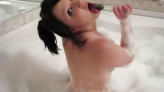 Tiny Red Slut with perfect body Bathtub Tease