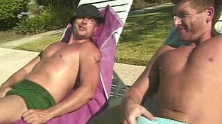 Poolside Muscle Men Dreier