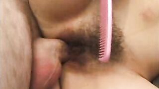 Cock Drilled Hairy Pussy